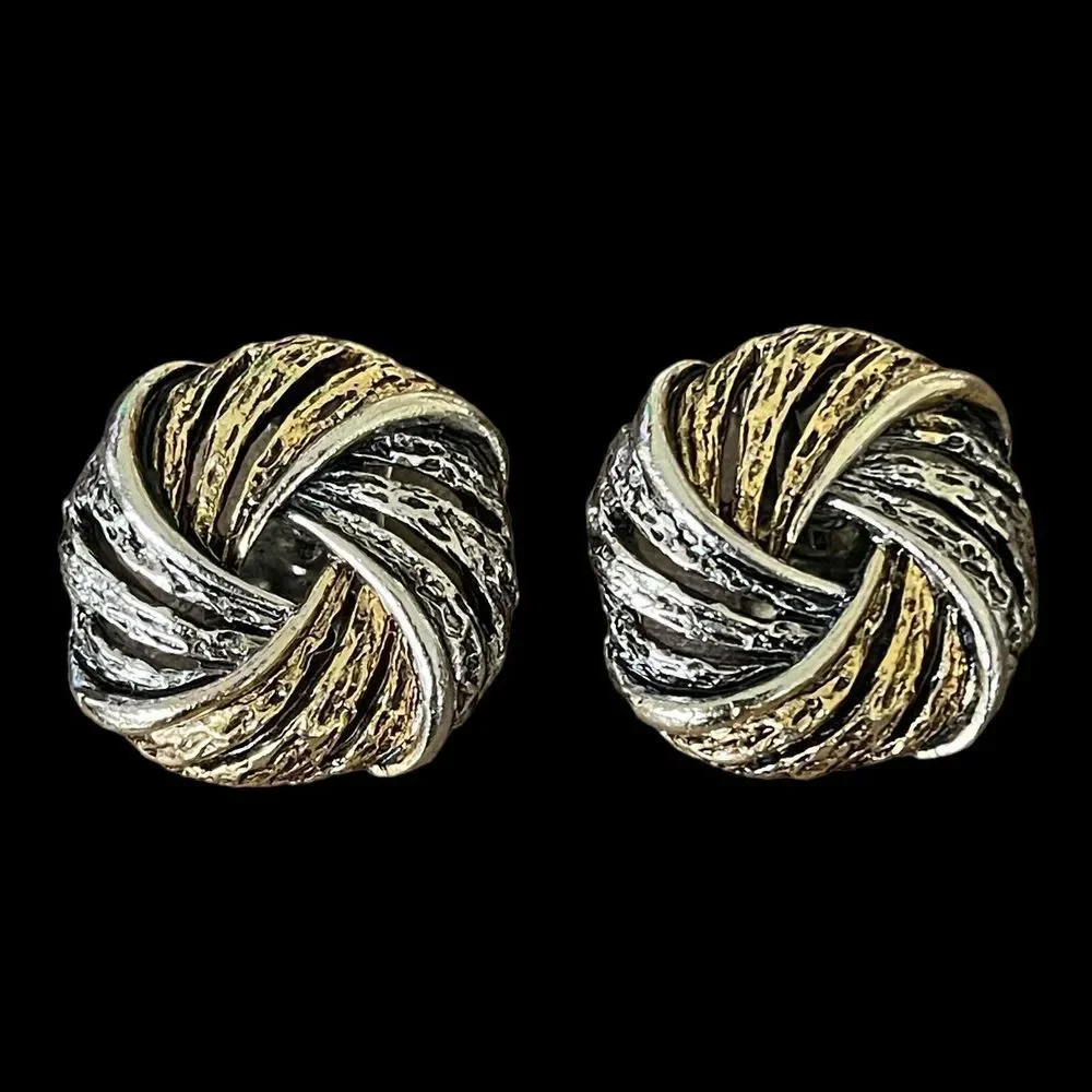Vintage Signed ART Arthur Pepper Mixed Metal Love Knot Clip On Earrings MCM
